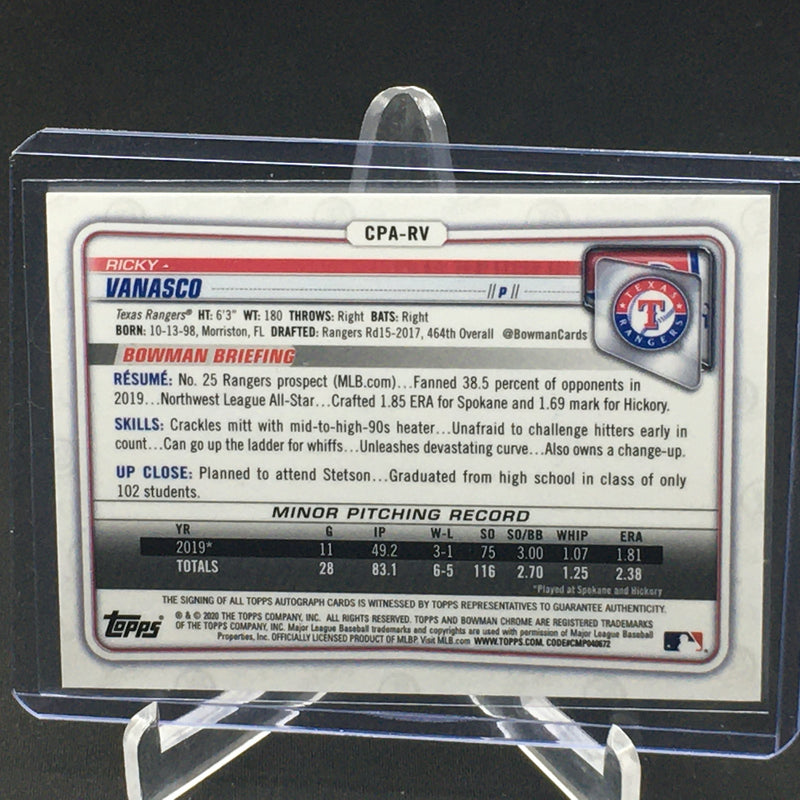 2020 TOPPS BOWMAN CHROME - 1ST BOWMAN - R. VANASCO -