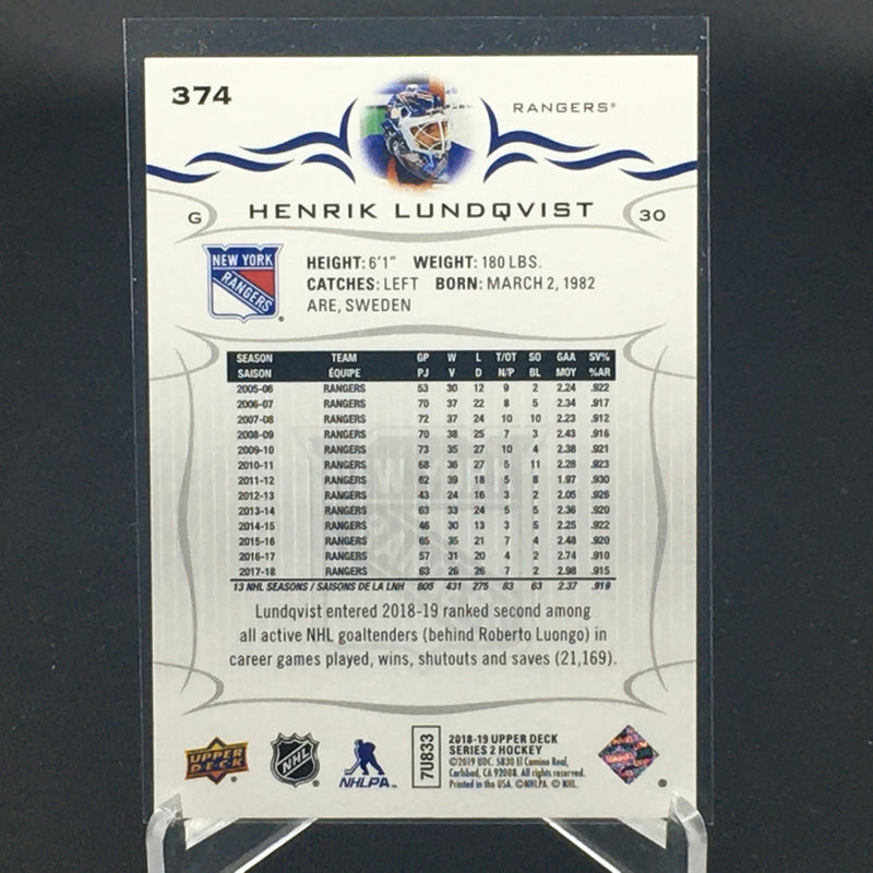 2018 UPPER DECK SERIES TWO - H. LUNDQVIST - SP -