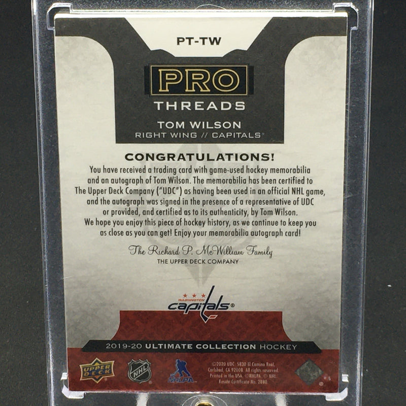 2019 UPPER DECK ULTIMATE COLLECTION - PRO THREADS - T. WILSON - #PT-TW - #'D/49 - PATCH RELIC - AUTOGRAPH