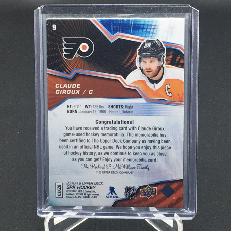 2018 UPPER DECK SPX - C. GIROUX - #9 - #'D/10 - PATCH