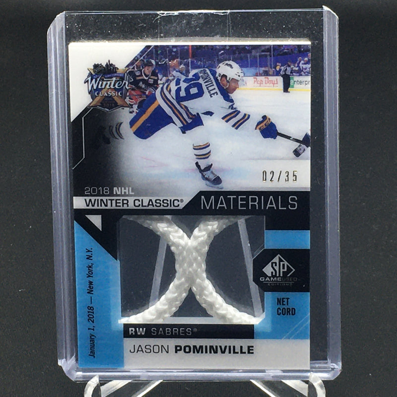 2018 UPPER DECK SP GAME USED - WINTER CLASSIC MATERIALS - J. POMINVILLE - #WCNC-JP - #'D/35 - LACES
