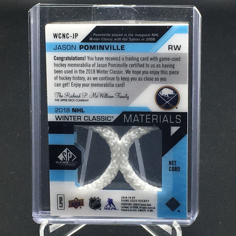 2018 UPPER DECK SP GAME USED - WINTER CLASSIC MATERIALS - J. POMINVILLE - #WCNC-JP - #'D/35 - LACES