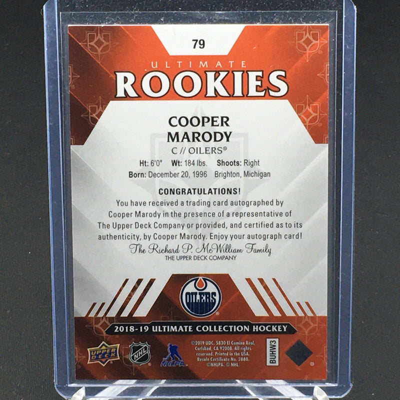 2018 UPPER DECK ULTIMATE COLLECTION - ULTIMATE ROOKIES - C. MARODY - #79 - #'D/299 - AUTOGRAPH - RC