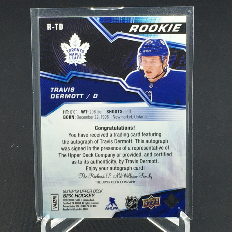 2018 UPPER DECK SPX - ROOKIE - T. DERMOTT - #R-TD - #'D/249 - AUTOGRAPH - RC