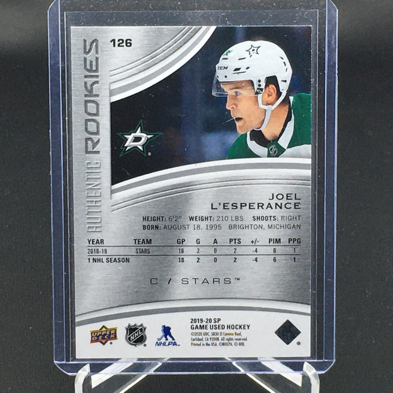2019 UPPER DECK SP GAME USED - AUTHENTIC ROOKIES - J. LESPERANCE - #126 - #'D/38 - RC