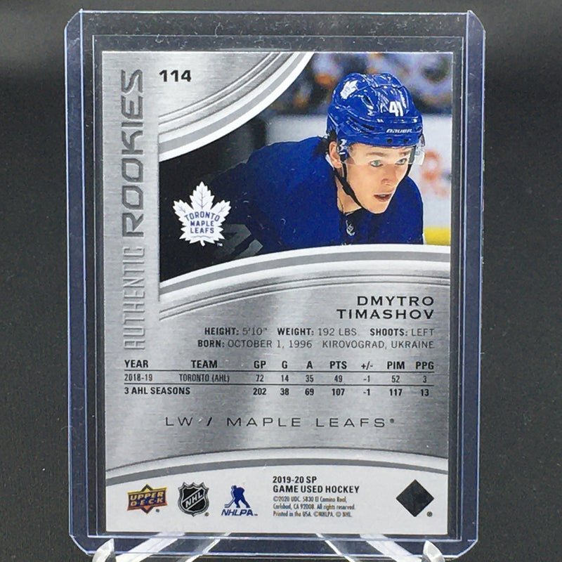 2019 UPPER DECK SP GAME USED - AUTHENTIC ROOKIES - D. TIMASHOV - #114 - #'D/296 - RC