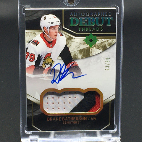2018 UPPER DECK ULTIMATE COLLECTION - AUTOGRAPHED DEBUT THREADS - D. BATHERSON - #DTA-DB - #'D/99 - RELIC - AUTOGRAPH - RC