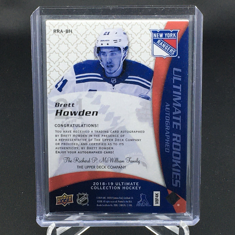 2018 UPPER DECK ULTIMATE COLLECTION - ULTIMATE ROOKIES - B. HOWDEN - #RRA-BH - #'D/175 - AUTOGRAPH