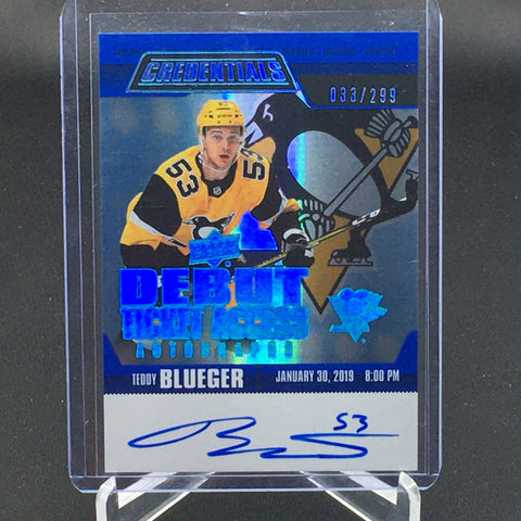 2019 UPPER DECK CREDENTIALS - DEBUT TICKET ACCESS - T. BLUEGER - #RTAA-TB - #033/299 - AUTOGRAPH