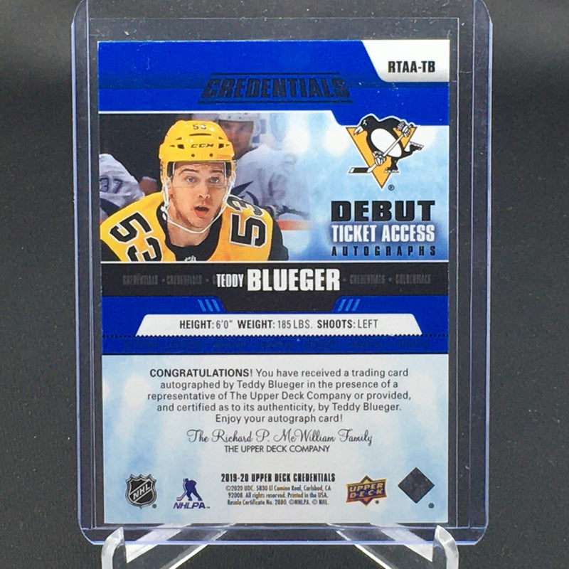 2019 UPPER DECK CREDENTIALS - DEBUT TICKET ACCESS - T. BLUEGER - #RTAA-TB - #033/299 - AUTOGRAPH