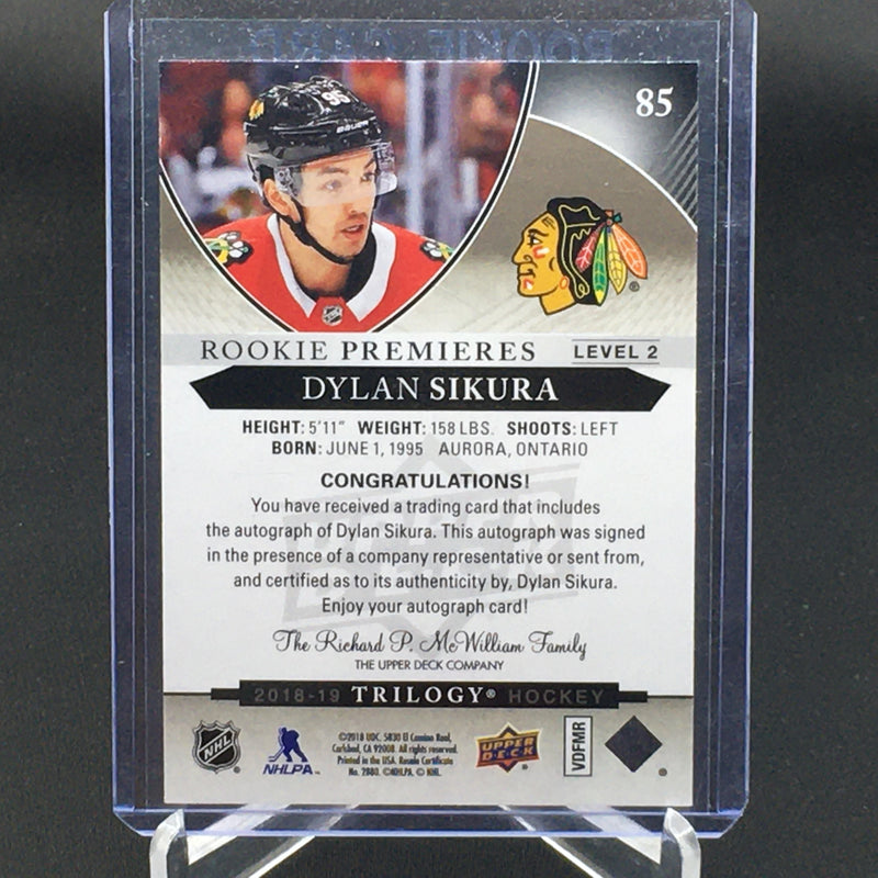 2018 UPPER DECK TRILOGY - ROOKIE PREMIERES - D. SIKURA - #85 - #'D/178 - AUTOGRAPH - RC