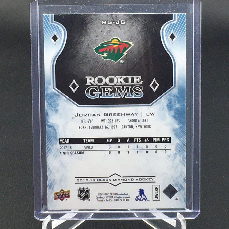 2018 UPPER DECK BLACK DIAMOND - ROOKIE GEMS - J. GREENWAY - #RG-JG- #'D/399