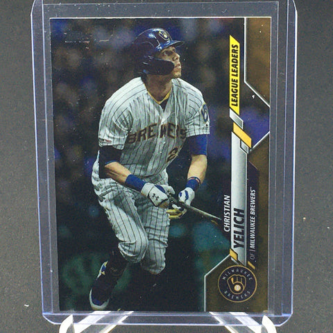 2020 TOPPS SERIES ONE - GOLD FOIL - LEAGUE LEADERS C. YELICH - #143