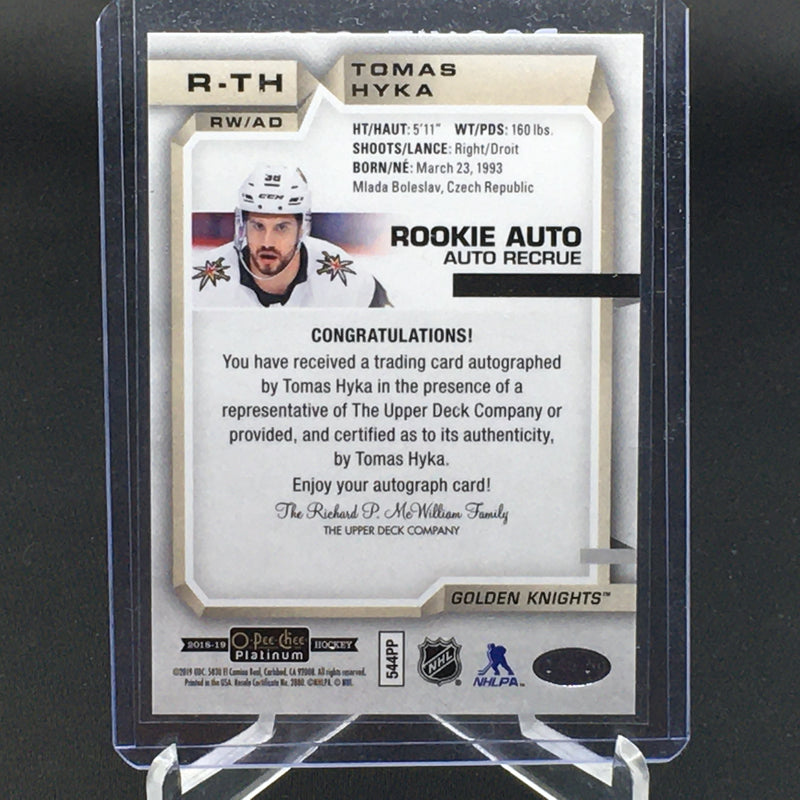 2018 UPPER DECK O-PEE-CHEE PLATINUM - ROOKIE AUTO - T. HYKA -