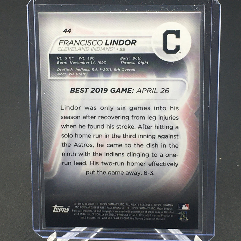 2020 TOPPS BOWMAN'S BEST - GOLD - F. LINDOR - #44 - #'D/50