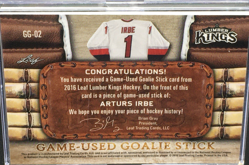 2016 LEAF LUMBER KINGS - GAME USED GOALIE STICK - A. IRBE - #GG-02 - #'D/12