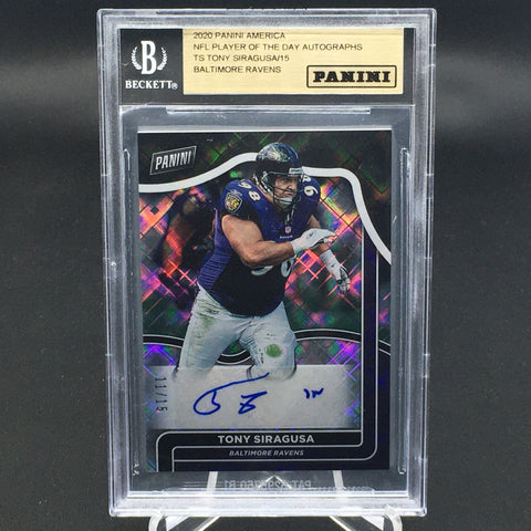 2020 PANINI PLAYER OF THE DAY FOOTBALL - T. SIRAGUSA - #75 - AUTOGRAPH - BGS - RC