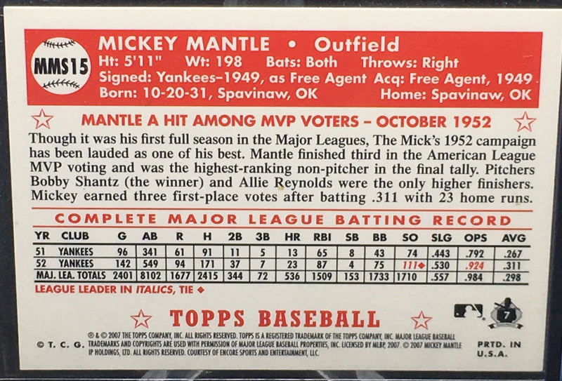 2007 TOPPS BASEBALL - M.MANTLE -