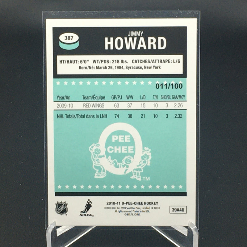 2010 O-PEE-CHEE HOCKEY - J. HOWARD - #387 - #'D/100 - RETRO