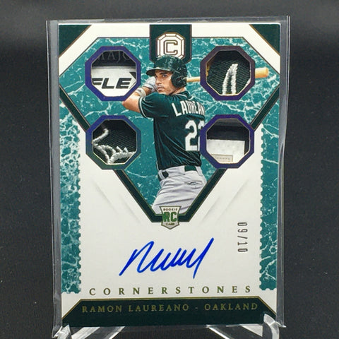 2019 PANINI - CORNERSTONES - R. LAUREANO - #16 -  #'D/60 - AUTOGRAPH - QUAD PATCH - MARBLE - RC