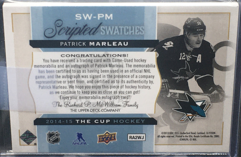 2014 THE CUP - SCRIPTED SWATCHES - P. MARLEAU - #SW-PM - #'D/35 - AUTOGRAPHED PATCH