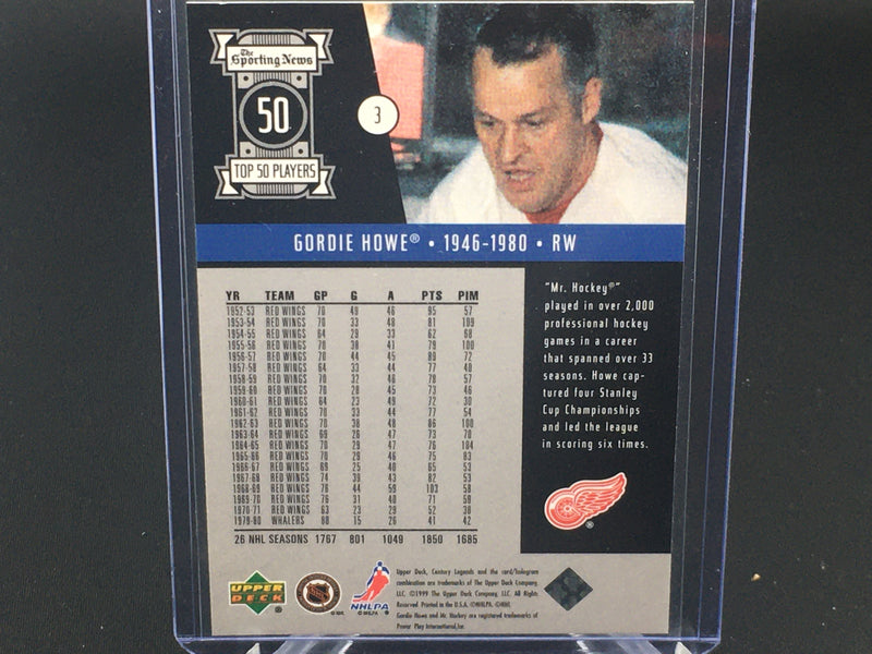 1999 UPPER DECK - CENTURY LEGENDS - G. HOWE -