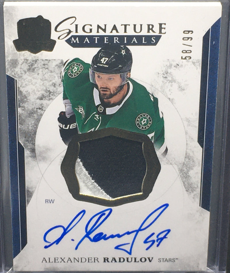 2017 UPPER DECK THE CUP - SIGNATURE MATERIALS - A. RADULOV - #SP-AR - #'D/99 - AUTOGRAPH PATCH