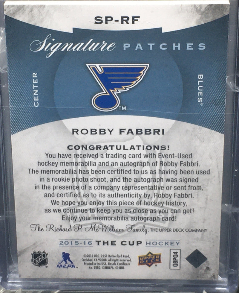 2015 UPPER DECK THE CUP - SIGNATURE PATCHES - B. FABBRI - #SP-RF - #'D/99 - AUTOGRAPH PATCH