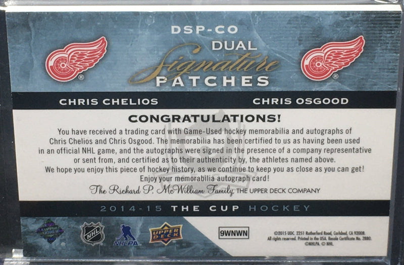 2014 UPPER DECK THE CUP - DUAL SIGNATURE PATCHES - C. CHELIOS / C. OSGOOD -