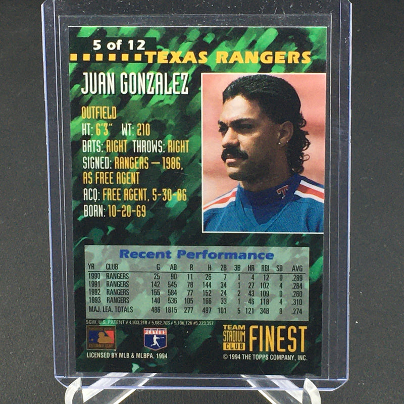 1994 TOPPS TEAM STADIUM CLUB FINEST - J. GONZALEZ -