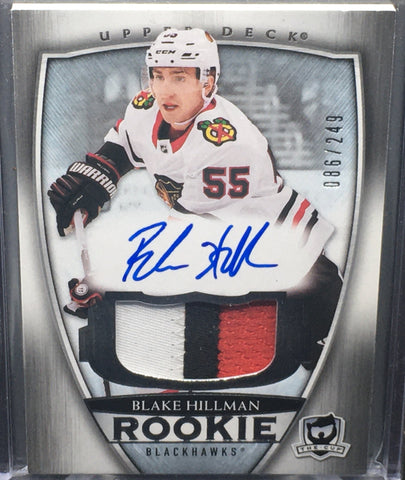 2018 UPPER DECK THE CUP - ROOKIE - B. HILLMAN - #95 - #'D/249 - RELIC - AUTOGRAPH - RC