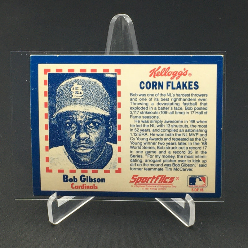 1991 KELOGG'S - BASEBALL GREATS HOLOGRAM - B. GIBSON -