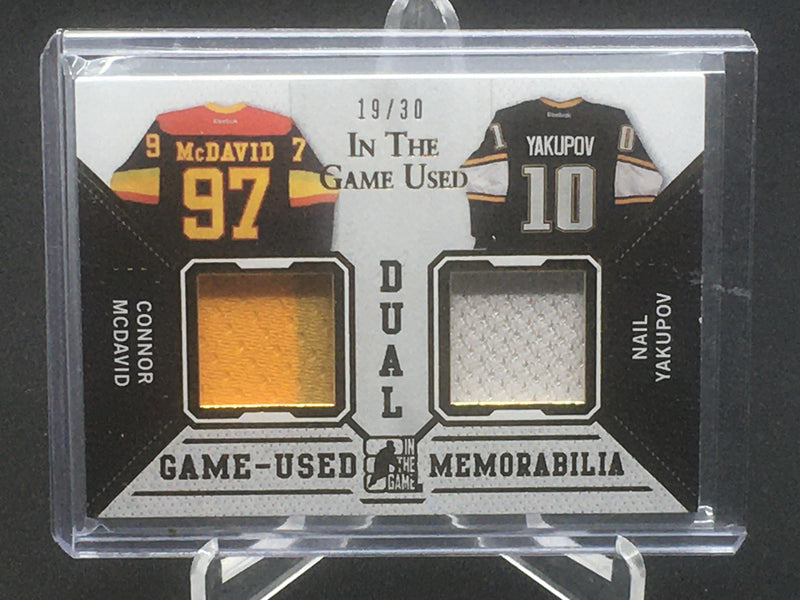 2015 LEAF IN THE GAME - DUAL GAME USED MEMORABILIA - C. MCDAVID/ N. YAKUPOV - #GU2J-03 - #'D/30 - DUAL JERSEY