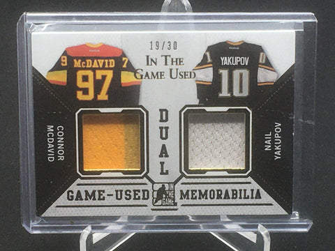 2015 LEAF IN THE GAME - DUAL GAME USED MEMORABILIA - C. MCDAVID/ N. YAKUPOV - #GU2J-03 - #'D/30 - DUAL JERSEY