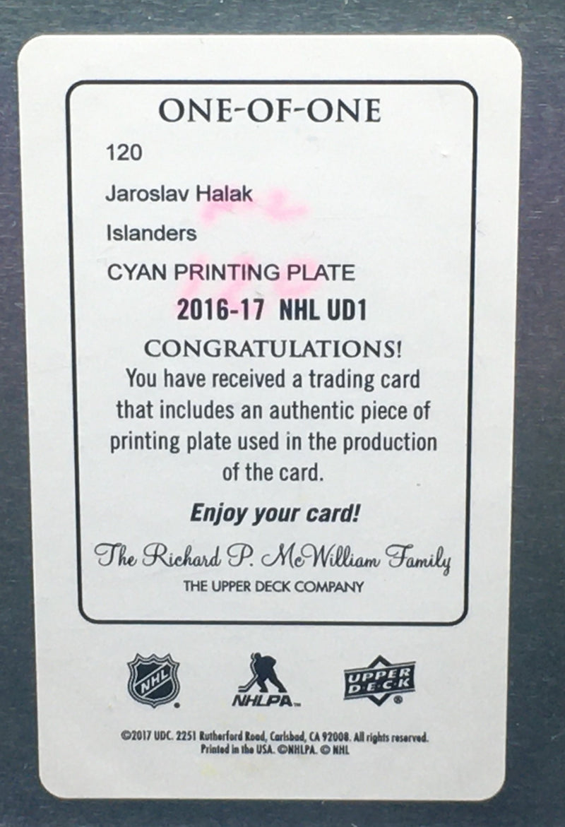 2016  UPPER DECK ONE OF ONE PRINTING PLATE - J. HALAK -