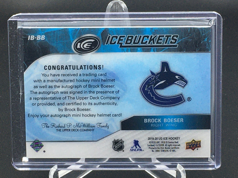 2019 UPPER DECK ICE - ICE BUCKETS - B. BOESER - #1B-BB - #'D/99 - AUTOGRAPH - MINI HELMET