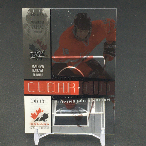 2014 UPPER DECK TEAM CANADA JUNIORS - CLEAR CUT - PLAYING FOR A NATION - M. BARZAL - #PFN-24 - #'D/75