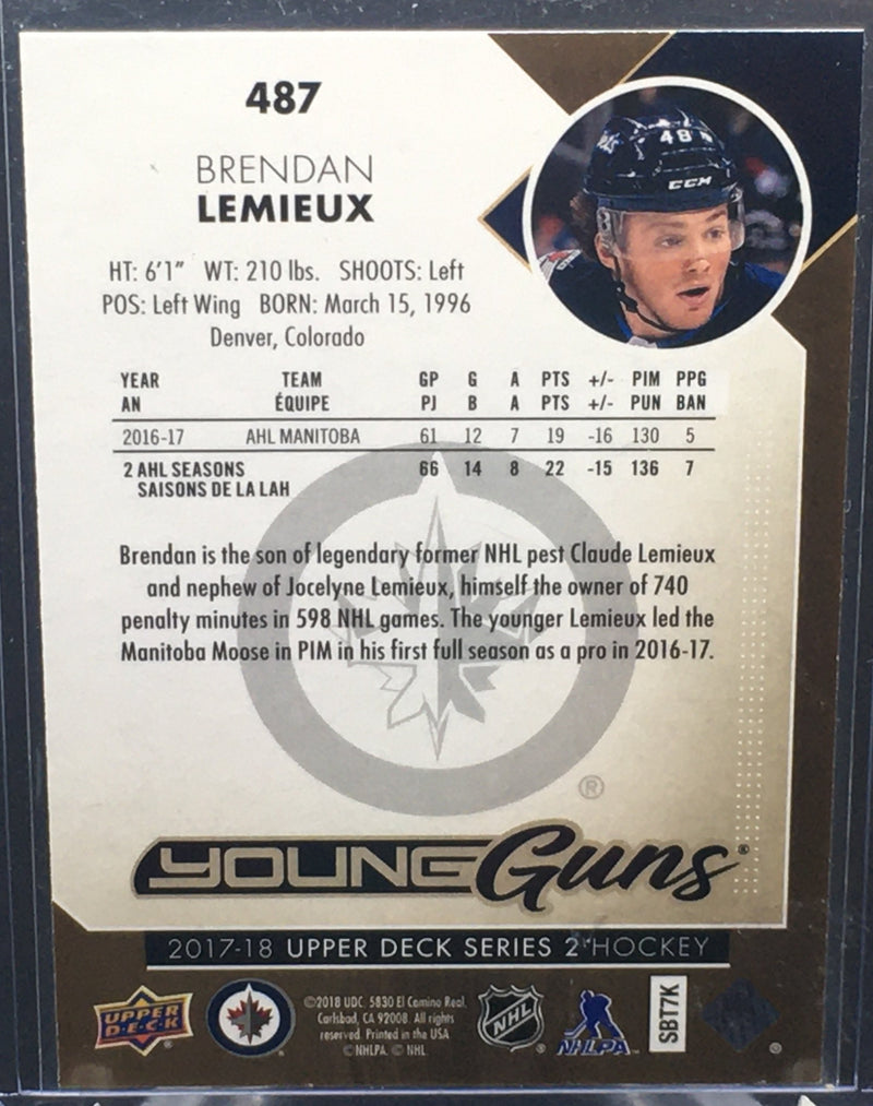 2017 UPPER DECK SERIES TWO - YOUNG GUNS HIGH GLOSS - B. LEMIEUX - #487 - #'D/10