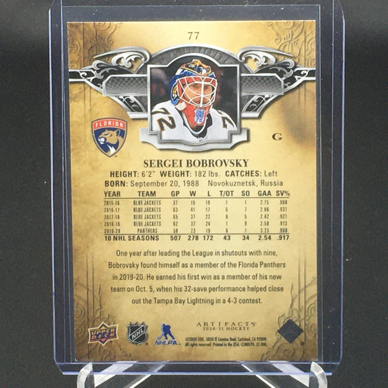 2020 UPPER DECK ARTIFACTS - ORANGE - S. BOBROVSKY - #77 - #'D/75