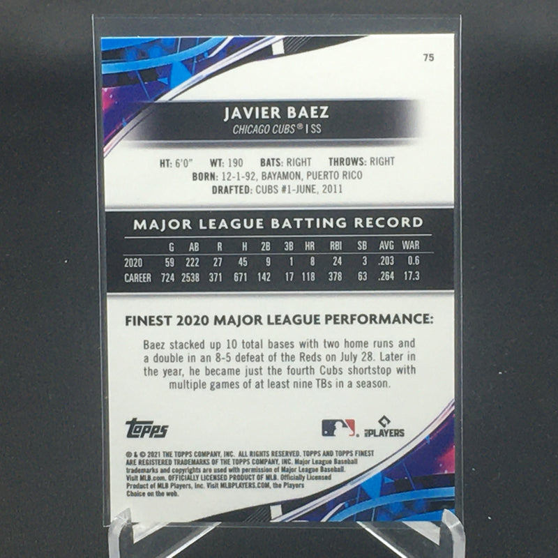 2021 TOPPS FINEST - BLUE REFRACTOR - J. BAEZ - #75 - #'D/300