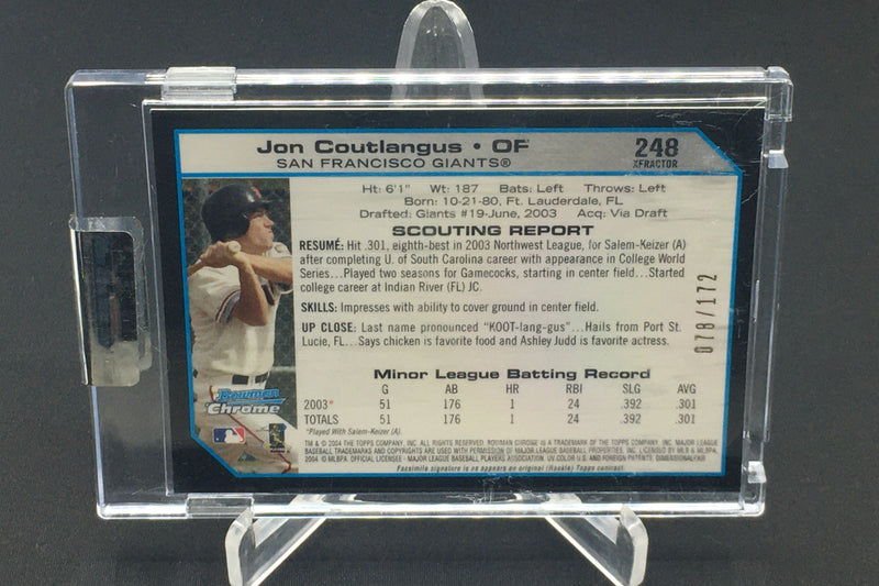 2004 TOPPS BOWMAN CHROME - J. COUTLANGUS - #248 - #'D/172 - XFRACTOR