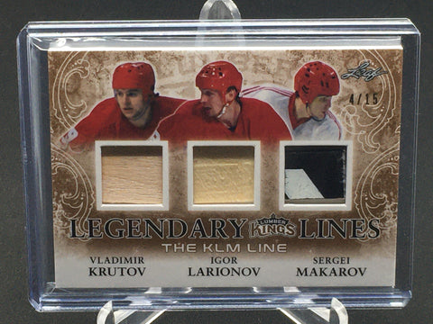 2016 LEAF LUMBER KINGS - LEGENDARY LINES - V. KRUTOV/ I. LARIONOV/ S. MAKAROV - #LL-08 - #'D/15 - TRIPLE STICK RELIC