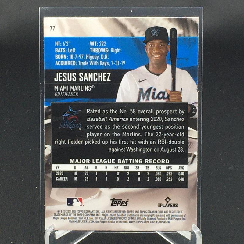 2021 TOPPS STADIUM CLUB CHROME - J. SANCHEZ -