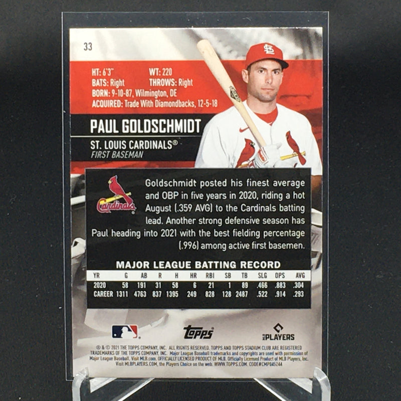 2021 TOPPS STADIUM CLUB - RED FOIL - P. GOLDSCHMIDT -