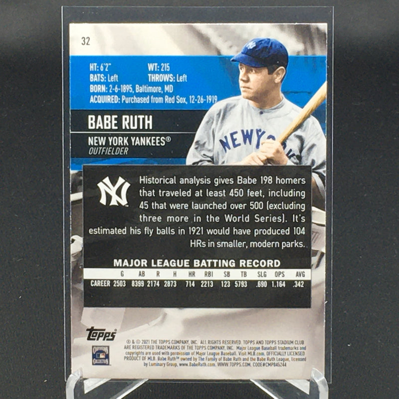 2021 TOPPS STADIUM CLUB - B. RUTH -
