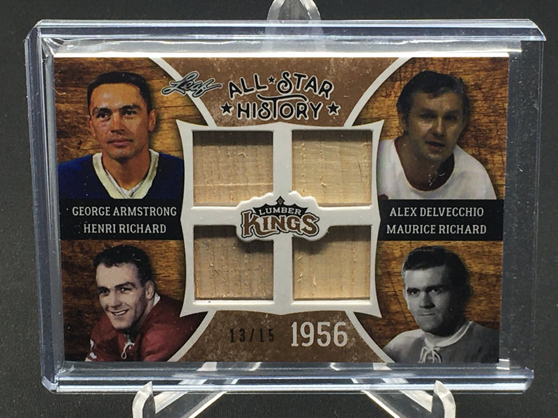2016 LEAF LUMBER KINGS - ALL STAR HISTORY - G. ARMSTRONG/ A. DEVELCCHIO/ H. RICHARD/ M. RICHARD - #AS-05 - #'D/15 - QUAD STICK RELIC
