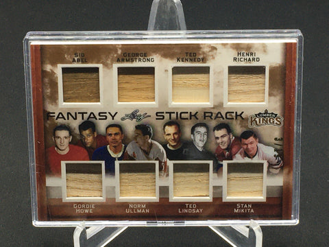 2016 LEAF LUMBER KINGS - FANTASY STICK RACK - S. ABEL/G. ARMOSTRONG/T. KENNEDY/ H. RICHARD/ G. HOWE/ N. ULLMAN/ T. LINDSAY/ S. MIKITA - #FS-02 - #'D/15 - 8X STICK RELIC