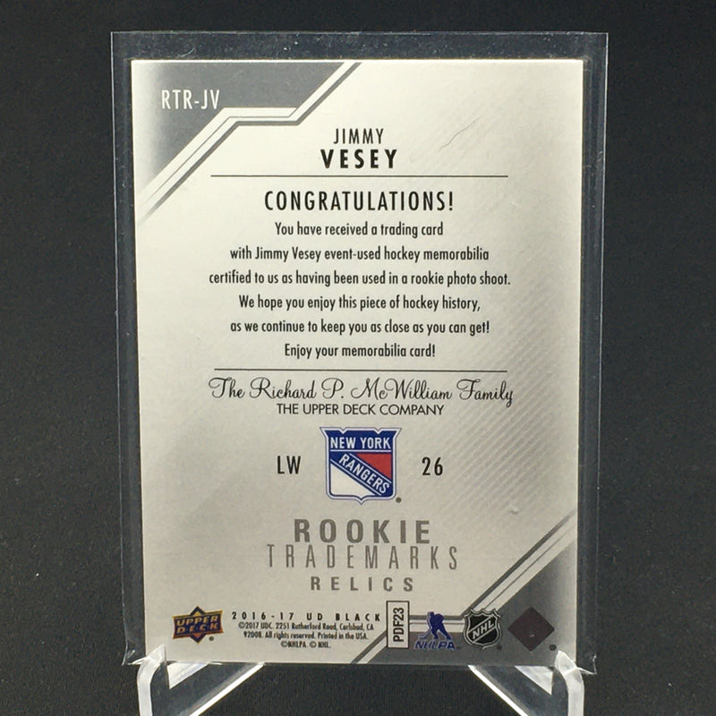 2016 UPPER DECK BLACK - ROOKIE TRADEMARKS RELICS - J. VESEY -