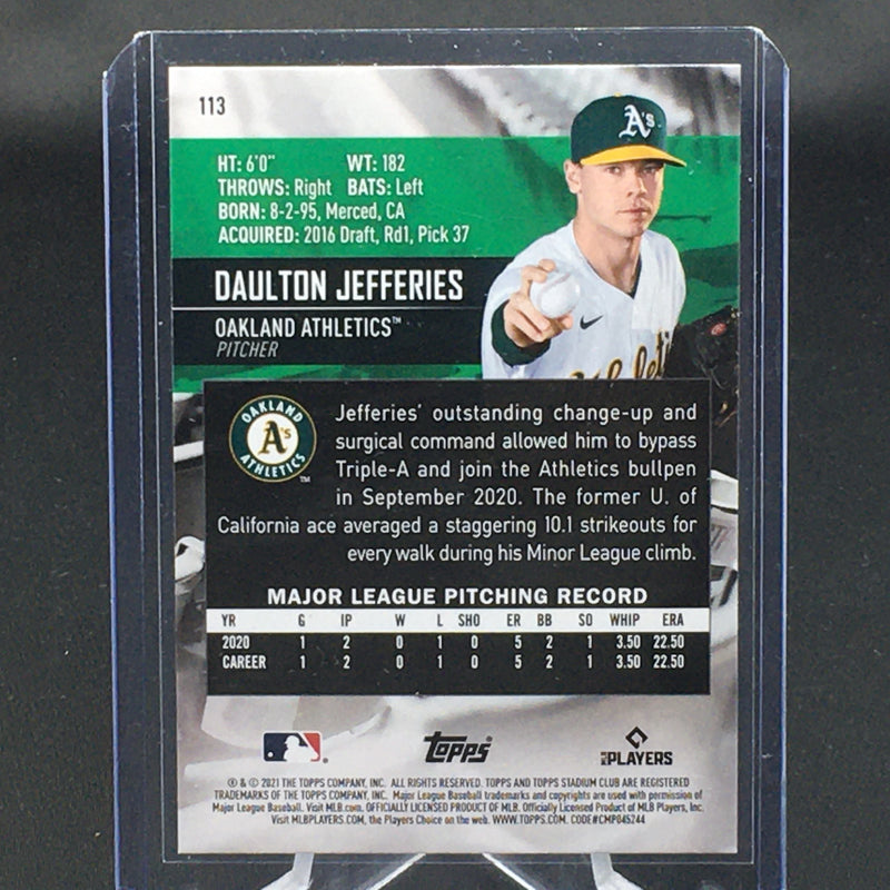2021 TOPPS STADIUM CLUB - D. JEFFERIES -