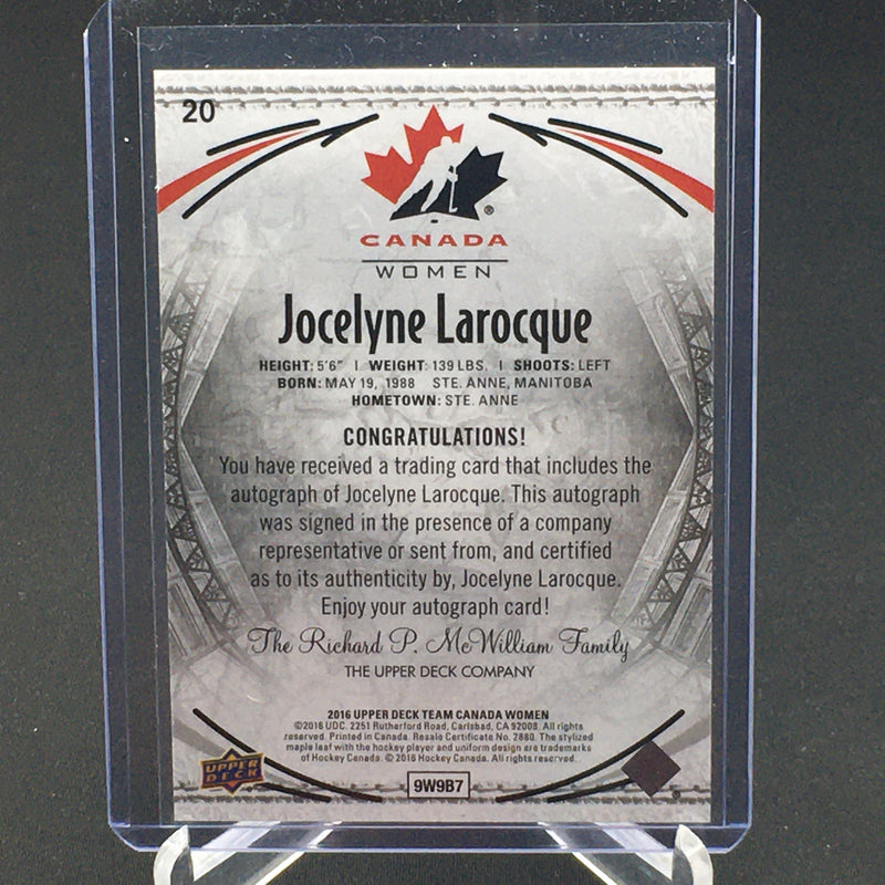 2016 UPPER DECK TEAM CANADA WOMEN - J. LAROCQUE -